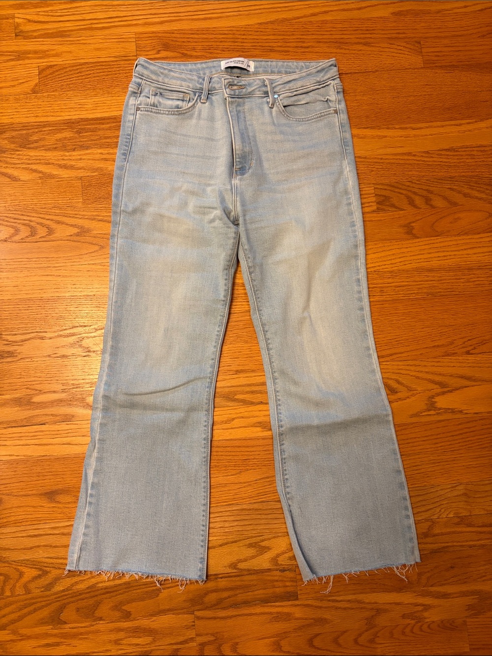 Just Black Light Blue Women's Straight Crop Jeans - raw hem